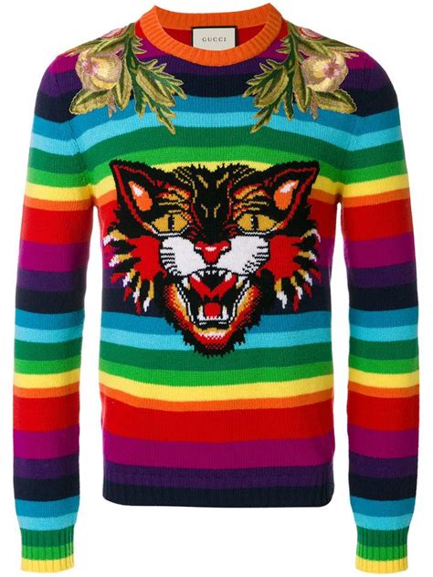 rainbow cat gucci sweater|gucci angry cat sweater.